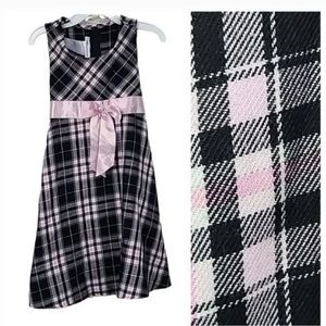 Bonnie Jean Black/Pink Plaid Girls Midi Dress Size 6 Fit & Flare Sleeveless